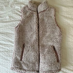 Pink and white small love tree medium Sherpa vest
